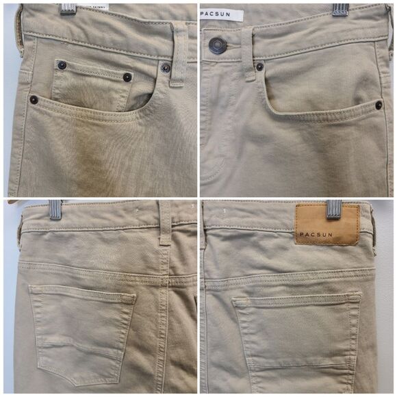 Pacsun Men's Khaki Color Stacked Skinny Leg Modern Jeans 31x30 - Picture 10 of 15